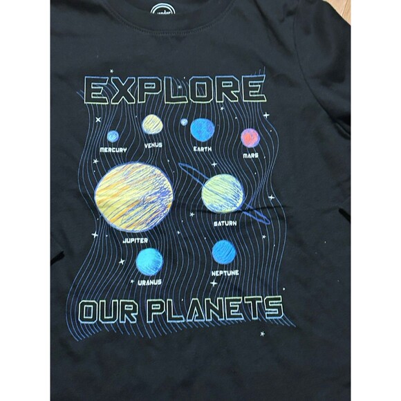 Wonder Nation Kids Long Sleeve Shirt XS 4/5 Explore Our Planets Solar System Tee - Picture 2 of 3
